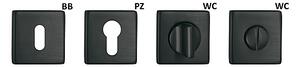 Dverové kovanie TWIN LUCK HX8586 HR (CM), kľučka/kľučka, hranatá rozeta, Hranatá rozeta s otvorom na cylidrickú vložku PZ, Twin CM (čierny mat)