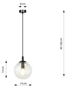 Luster na lanku COSMO 1xE14/10W/230V pr. 14 cm čierna/číra