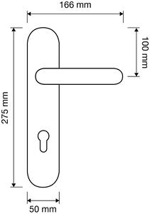 Dverové kovanie MP LI - ROSE (OGA - Antik šedá), kľučka-kľučka, Otvor pre obyčajný kľúč BB, MP Antik šedá, 90 mm