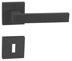 Dverové kovanie MP Square-HR 2275Q (BS), kľučka-kľučka, Bez spodnej rozety, MP BS (čierna mat)