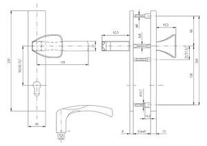 Bezpečnostné kovanie ROSTEX BK RN802 MANDELO (NEREZ-MAT), kľučka pravá / madlo, Otvor na cylindrickú vložku PZ, ROSTEX Nerez mat, 72 mm