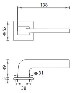 Dverové kovanie MP Supra - HR 3097 5S (BS), kľučka-kľučka, Bez spodnej rozety, MP BS (čierna mat)