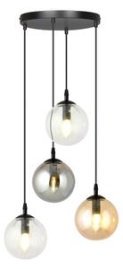 Luster na lanku COSMO 4xE14/10W/230V pr. 40 cm čierna/šedá/béžová/číra
