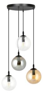 Luster na lanku COSMO 4xE14/10W/230V pr. 40 cm čierna/šedá/béžová/číra
