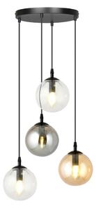 Luster na lanku COSMO 4xE14/10W/230V pr. 40 cm čierna/šedá/béžová/číra