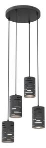 Luster na lanku TANK 4xE27/15W/230V pr. 36 cm čierna