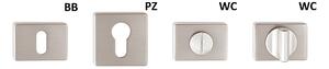 Dverové kovanie TWIN EPSILON HA205 HR (NI-SAT-MAT), kľučka/kľučka, hranatá rozeta, Hranatá rozeta s otvorom pre obyčajný kľúč BB, Twin NI-SAT-MAT (nikel matný)