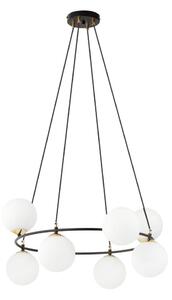 Luster na lanku AZURA 8xE14/10W/230V čierna/biela