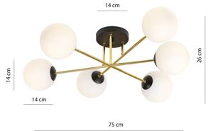 Luster na tyči MAGNUM 6xE14/10W/230V biela/zlatá/čierna