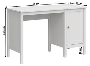 KONDELA PC stôl 1D/1155, biela, OLJE