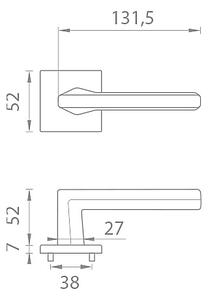 Dverové kovanie MP Jasmina - HR 7S (OLV - Mosadz leštená lakovaná), kľučka-kľučka, Bez spodnej rozety, MP OLV (mosadz leštená a lakovaná)