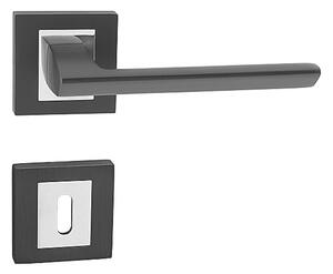 Dverové kovanie MP Jasper HR (BS/OC - Čierna matná / chróm lesklý), kľučka-kľučka, WC kľúč, MP BS/OC (čierna mat/chróm lesklý)