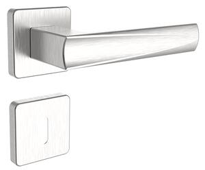 Dverové kovanie ROSTEX EMONT/H s čepy (NEREZ MAT), kľučka-kľučka, WC kľúč, ROSTEX Nerez mat