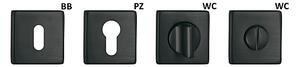 Dverové kovanie TWIN ZIP HR C521 (CM), kľučka/kľučka, hranatá rozeta, Hranatá rozeta s WC sadou, Twin CM (čierny mat)