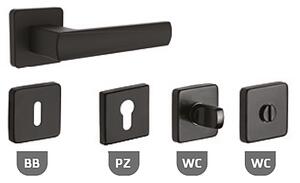 Dverové kovanie ROSTEX EMONT/H s čepy (ČIERNÁ), kľučka-kľučka, WC kľúč, ROSTEX ČIERNA