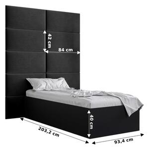 Jednolôžková posteľ s čalúneným čelom 90 cm Brittany 1 (čierna matná + sivá) (s roštom). Vlastná spoľahlivá doprava až k Vám domov. 1045856