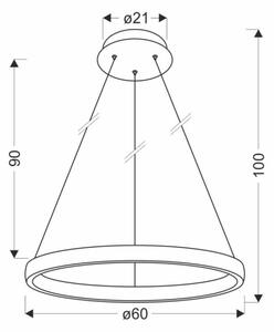 LED Luster na lanku HASHIM LED/34W/230V pr. 60 cm medená