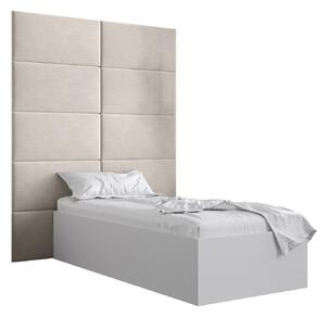 Jednolôžková posteľ s čalúneným čelom 90 cm Brittany 1 (biela matná + krémová) (s roštom). Vlastná spoľahlivá doprava až k Vám domov. 1045846