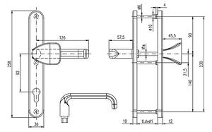 Bezpečnostné kovanie ROSTEX BK 802 GRANDE (NEREZ-MAT), kľučka pravá / madlo, Otvor na cylindrickú vložku PZ, ROSTEX Nerez mat, 72 mm