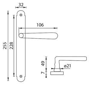 Dverové kovanie MP NI - ALT WIEN Štít (OLV - Mosadz leštená lakovaná), kľučka-kľučka, Otvor pre obyčajný kľúč BB, MP OLV (mosadz leštená a lakovaná), 72 mm
