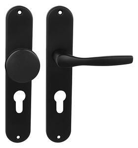 Dverné kovanie MP Luxor (BS - Čierna matná), kľučka-kľučka, WC kľúč, MP Čierna, 72 mm