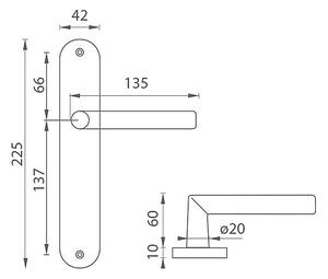 Dverové kovanie MP Favorit - SO (BS - Čierna matná), kľučka-kľučka, Otvor na cylindrickú vložku PZ, MP BS (čierna mat), 72 mm