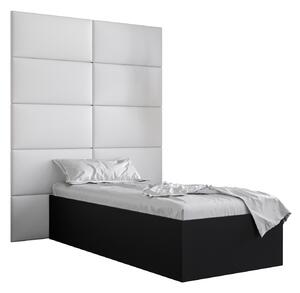 Jednolôžková posteľ s čalúneným čelom 90 cm Brittany 1 (čierna matná + biela) (s roštom). Vlastná spoľahlivá doprava až k Vám domov. 1045868