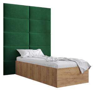 Jednolôžková posteľ s čalúneným čelom 90 cm Brittany 1 (dub craft zlatý + zelená) (s roštom). Vlastná spoľahlivá doprava až k Vám domov. 1045866