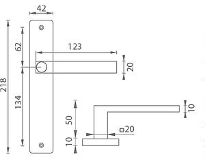 Dverové kovanie MP Quadra - SH (BS - Čierna matná), kľučka-kľučka, Otvor pre obyčajný kľúč BB, MP BS (čierna mat), 72 mm