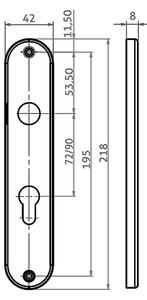 Dverové kovanie HOLAR WSS 01, štítové (prírodné), kľučka-kľučka, Otvor pre obyčajný kľúč BB, HOLAR matný satin, 72 mm
