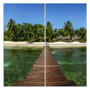 Obraz na plátne - Tropický ostrov a mólo - štvorec 3912D (60x60 cm)