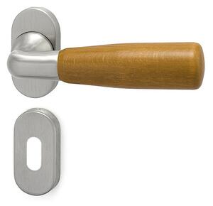 Dverové kovanie HOLAR WS 01 OR (akát), kľučka-kľučka, WC kľúč, HOLAR matný satin