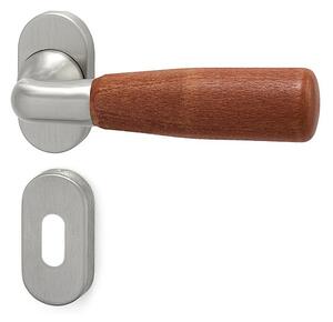 Dverové kovanie HOLAR WS 01 OR (čerešňa), kľučka-kľučka, WC kľúč, HOLAR matný satin