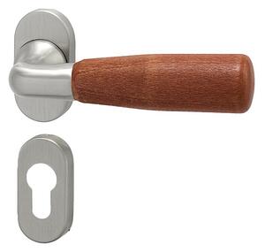 Dverové kovanie HOLAR WS 01 OR (čerešňa), kľučka-kľučka, WC kľúč, HOLAR matný satin