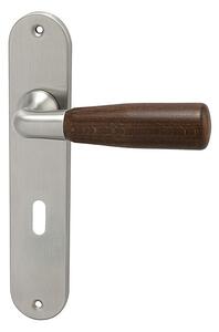 Dverové kovanie HOLAR WSS 01, štítové (mahagon), kľučka-kľučka, WC kľúč, HOLAR matný satin, 72 mm