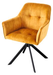 Dizajnová otočná stolička Galileo horčicovo-žltý zamat