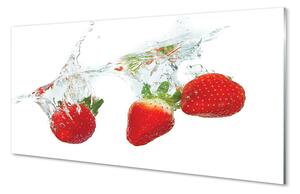 Obraz na skle Water Strawberry biele pozadie 120x60 cm 2 Prívesky