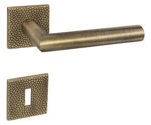 Dverové kovanie MP FAVORIT - HR 4002 5SQ T1 (OGS - BRONZ ČESANÝ MATNÝ), kľučka-kľučka, WC kľúč, MP OGS (bronz česaný mat)