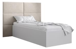 Jednolôžková posteľ s čalúneným čelom 90 cm Brittany 2 (biela matná + krémová) (s roštom). Vlastná spoľahlivá doprava až k Vám domov. 1045900