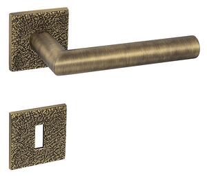 Dverové kovanie MP FAVORIT - HR 4002 5SQ T3 (OGS - BRONZ ČESANÝ MATNÝ), kľučka-kľučka, Hranatý otvor pre obyčajný kľúč BBQ, MP OGS (bronz česaný mat)