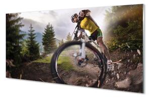 Obraz na skle Cloud na horskom bicykli 100x50 cm 2 Prívesky