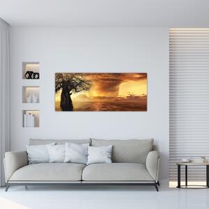 Obraz oranžových mračien (120x50 cm)