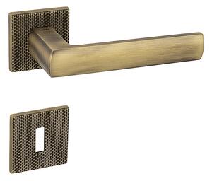 Dverové kovanie MP POPULAR - HR 4161 5SQ T2 (OGS - Bronz česaný matný), kľučka-kľučka, WC kľúč, MP OGS (bronz česaný mat)