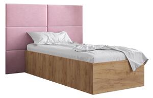 Jednolôžková posteľ s čalúneným čelom 90 cm Brittany 2 (dub craft zlatý + ružová) (s roštom). Vlastná spoľahlivá doprava až k Vám domov. 1045905