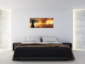 Obraz oranžových mračien (120x50 cm)