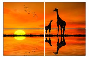 Obraz na plátne - Žirafy silueta 1919D (90x60 cm)