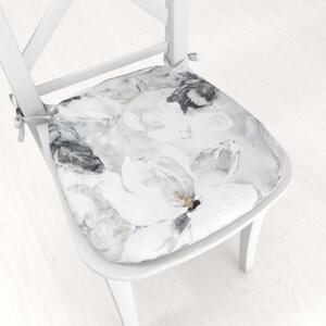 Biante Zamatový oblý podsedák Tamara TMR-006 Designové kvety na sivom - 39x37x3 cm