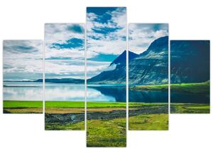 Obraz jazera s horami (150x105 cm)