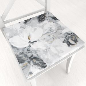 Biante Zamatový štvorcový podsedák Tamara TMR-006 Designové kvety na sivom - 38x38x3 cm