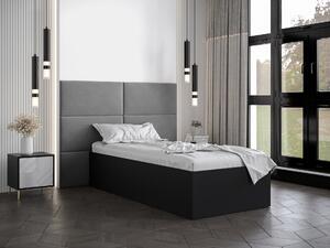 Jednolôžková posteľ s čalúneným čelom 90 cm Brittany 2 (čierna matná + sivá) (s roštom). Vlastná spoľahlivá doprava až k Vám domov. 1045910